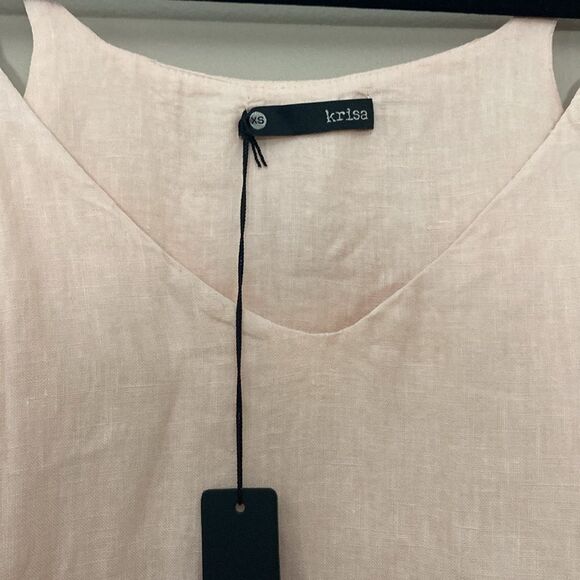 krisaa Frayed Hem Linen Mini Dress Size XS in dahlia - Picture 5 of 6